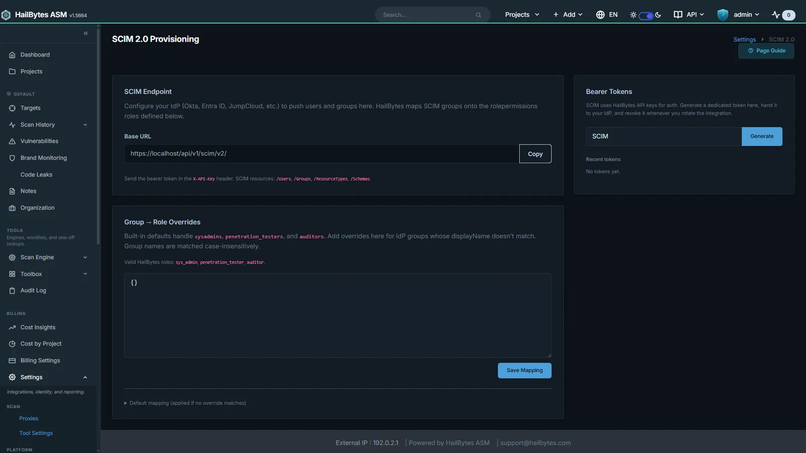 HailBytes ASM SCIM 2.0 Provisioning: IdP-driven user and group provisioning mapped onto ASM roles.