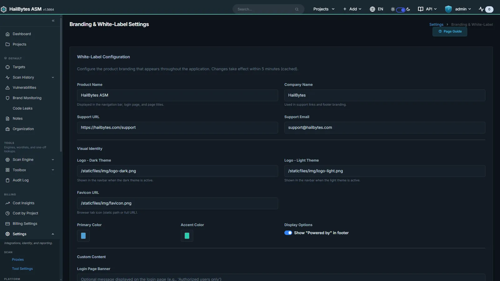 HailBytes ASM White-label Branding: Your logo and palette across the console and every generated report.