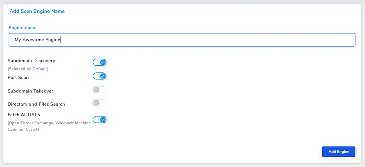 reNgine Cloud Add Scan Engine